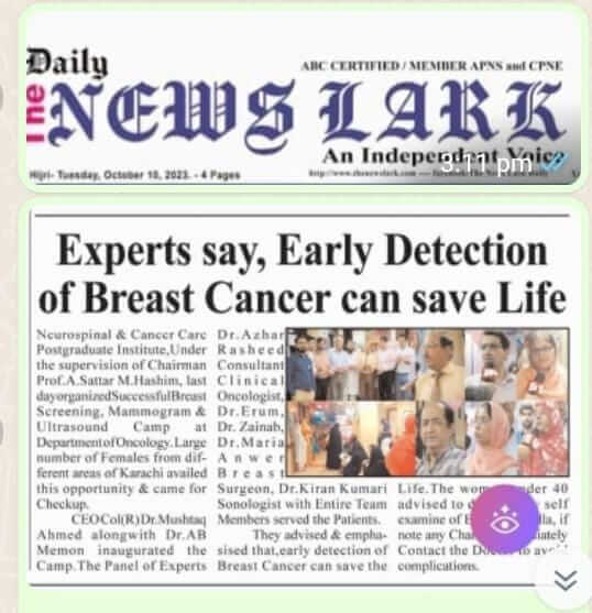 Media Coverage Free Breast Cancer Screening Camp